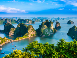 Ha Long Bay is a UNESCO World Heritage Site famous for its emerald waters and thousands of limestone islands, making it the highlight of a Hanoi to Halong Bay Day Tour.