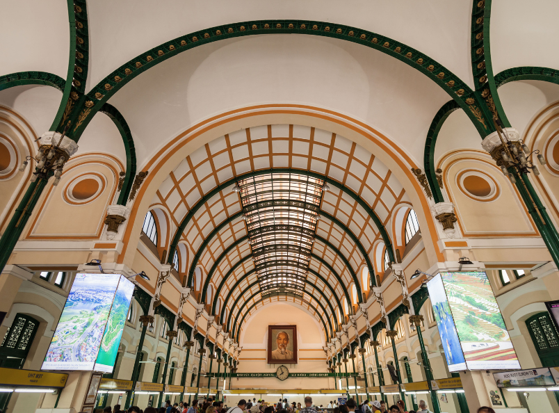 The Central Post Office is one of Ho Chi Minh City's most iconic colonial landmarks, admired for its elegant French architecture and historical significance.