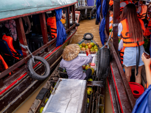Experience the beauty of the Mekong Delta through peaceful boat rides, scenic waterways, tropical fruit gardens, and charming riverside villages.