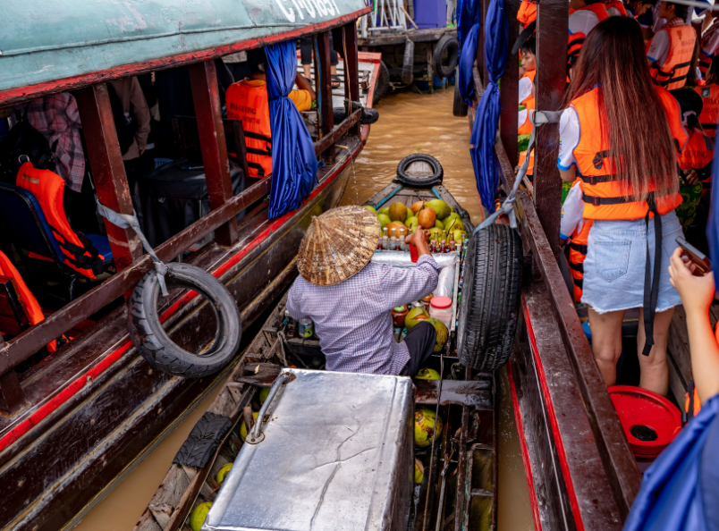 Experience the beauty of the Mekong Delta through peaceful boat rides, scenic waterways, tropical fruit gardens, and charming riverside villages.
