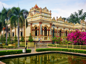 Experience the tranquil atmosphere of Vinh Trang Pagoda, an iconic destination known for its stunning architecture, beautiful landscapes, and cultural significance.